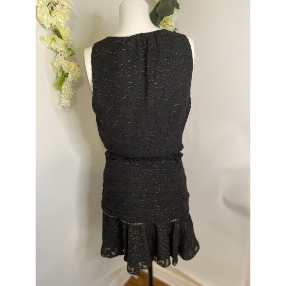 Ramy Brook Womens Black Beaded V-Neck Drape Detail Sleeveless Shift Dress Size 2 - Picture 10 of 16